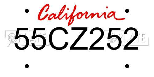 55CZ252 California License Plate