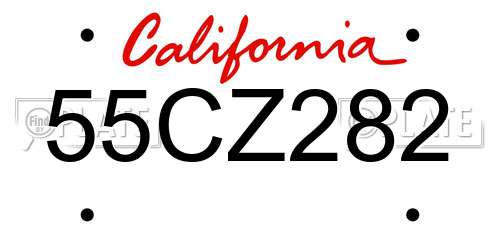 55CZ282 California License Plate