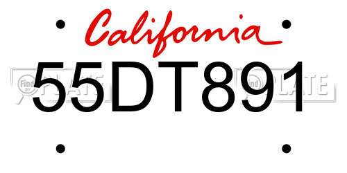 55DT891 California License Plate