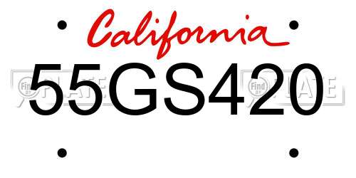 55GS420 California License Plate