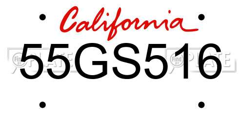 55GS516 California License Plate