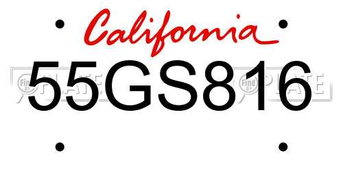 55GS816 California License Plate