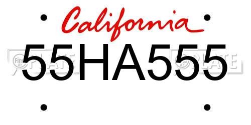 55HA555 California License Plate