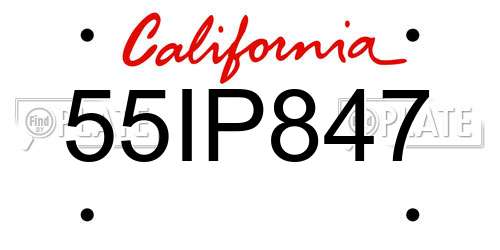 55IP847 California License Plate