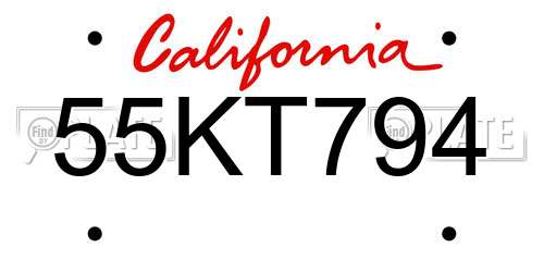 55KT794 California License Plate