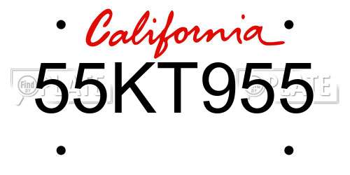 55KT955 California License Plate