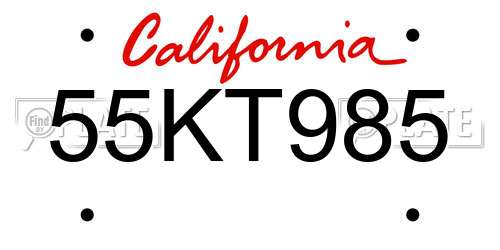 55KT985 California License Plate