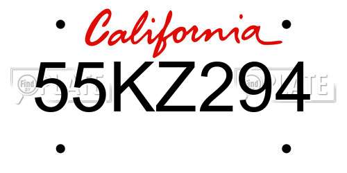 55KZ294 California License Plate