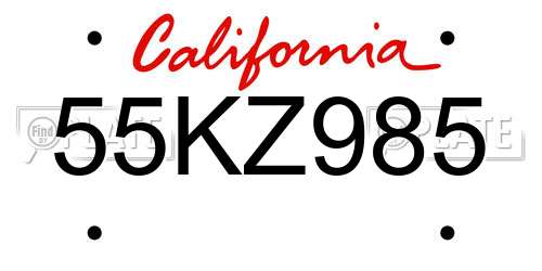 55KZ985 California License Plate