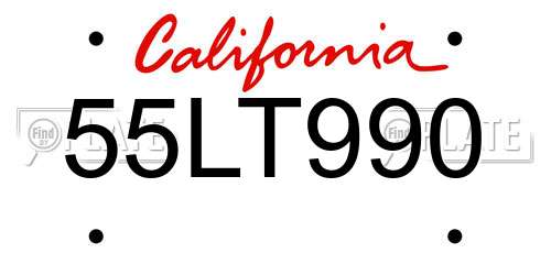 55LT990 California License Plate