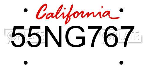 55NG767 California License Plate