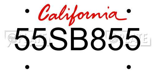 55SB855 California License Plate