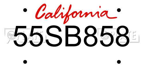 55SB858 California License Plate