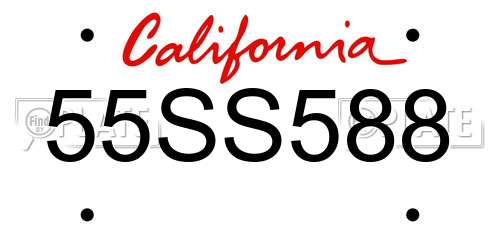 55SS588 California License Plate