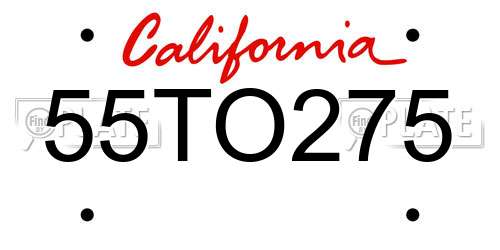 55TO275 California License Plate