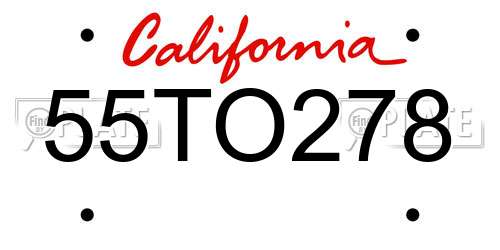 55TO278 California License Plate