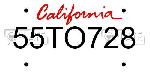 55TO728 California License Plate