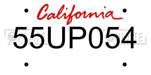 55UP054 California License Plate