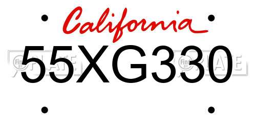 55XG330 California License Plate