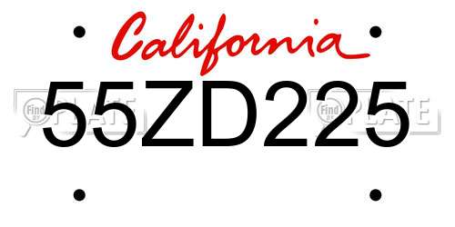 55ZD225 California License Plate