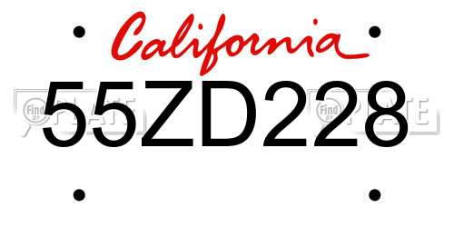 55ZD228 California License Plate