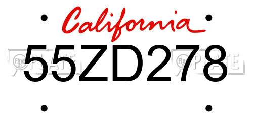 55ZD278 California License Plate