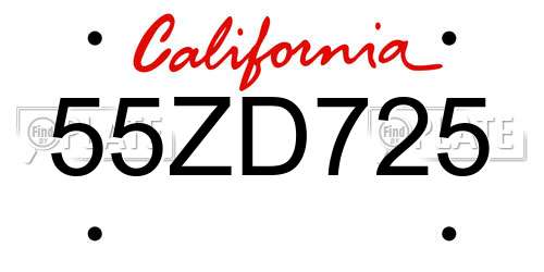 55ZD725 California License Plate