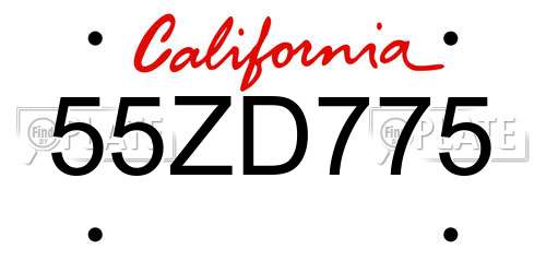 55ZD775 California License Plate