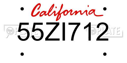 55ZI712 California License Plate