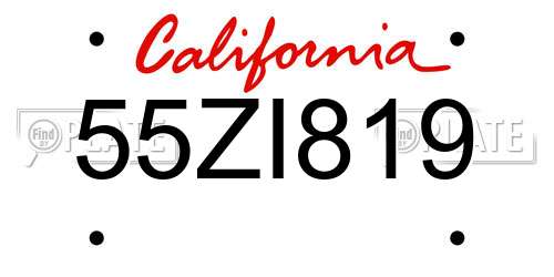 55ZI819 California License Plate