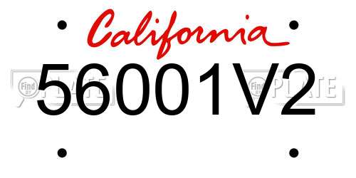 56001V2 California License Plate