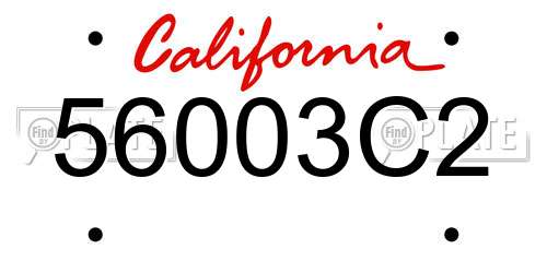 56003C2 California License Plate