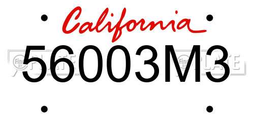 56003M3 California License Plate