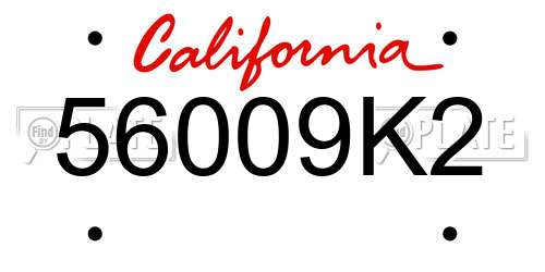56009K2 California License Plate