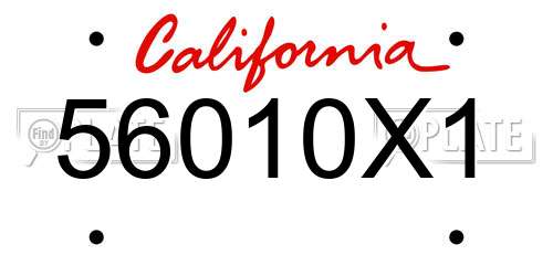 56010X1 California License Plate