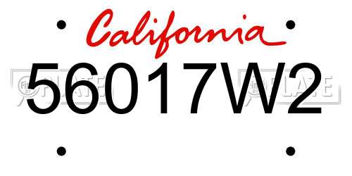 56017W2 California License Plate