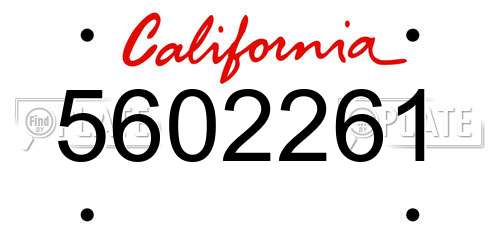 5602261 California License Plate