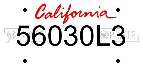 56030L3 California License Plate