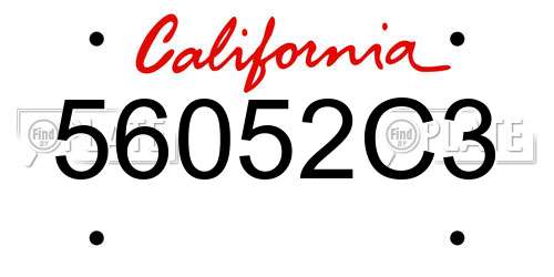 56052C3 California License Plate