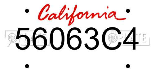 56063C4 California License Plate