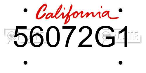 56072G1 California License Plate