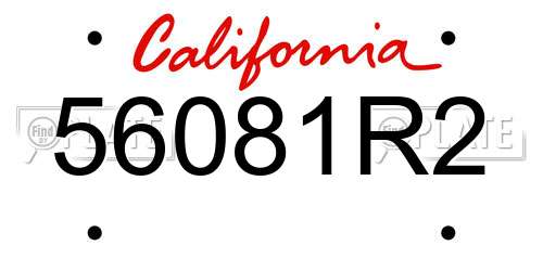56081R2 California License Plate
