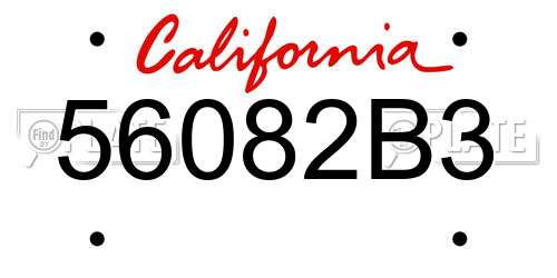 56082B3 California License Plate