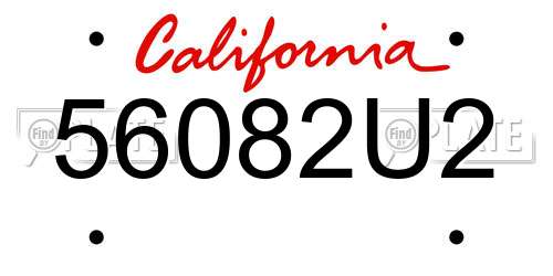 56082U2 California License Plate