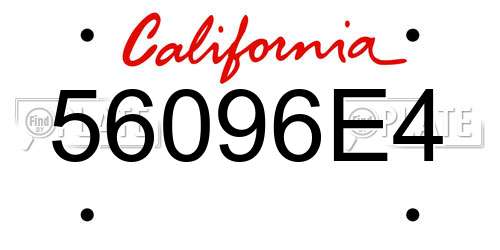 56096E4 California License Plate