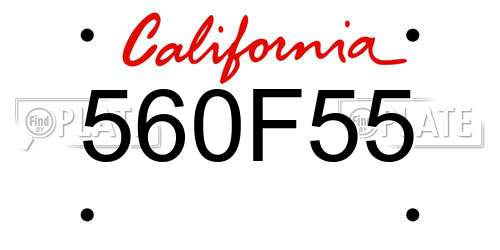560F55 California License Plate