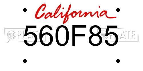 560F85 California License Plate