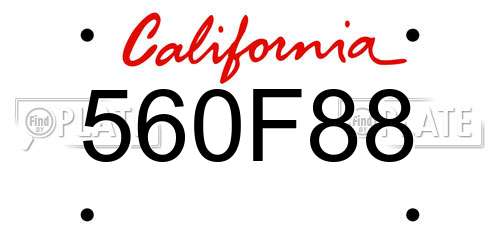 560F88 California License Plate
