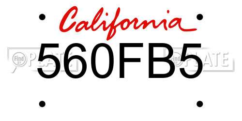 560FB5 California License Plate