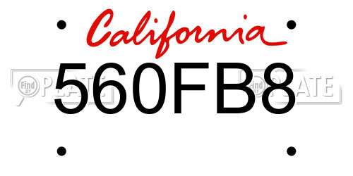 560FB8 California License Plate